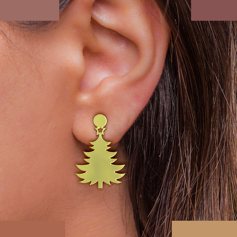 گوشواره طلا 18 عیار زنانه مدوپد مدل درخت کریسمس کد GA1-12327
