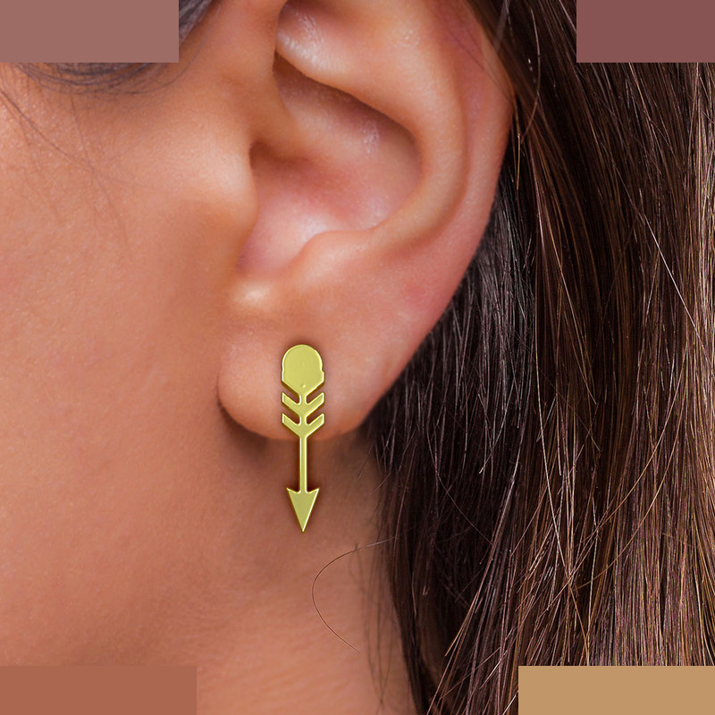 گوشواره طلا 18 عیار زنانه مدوپد مدل تیر کد GA1-12329