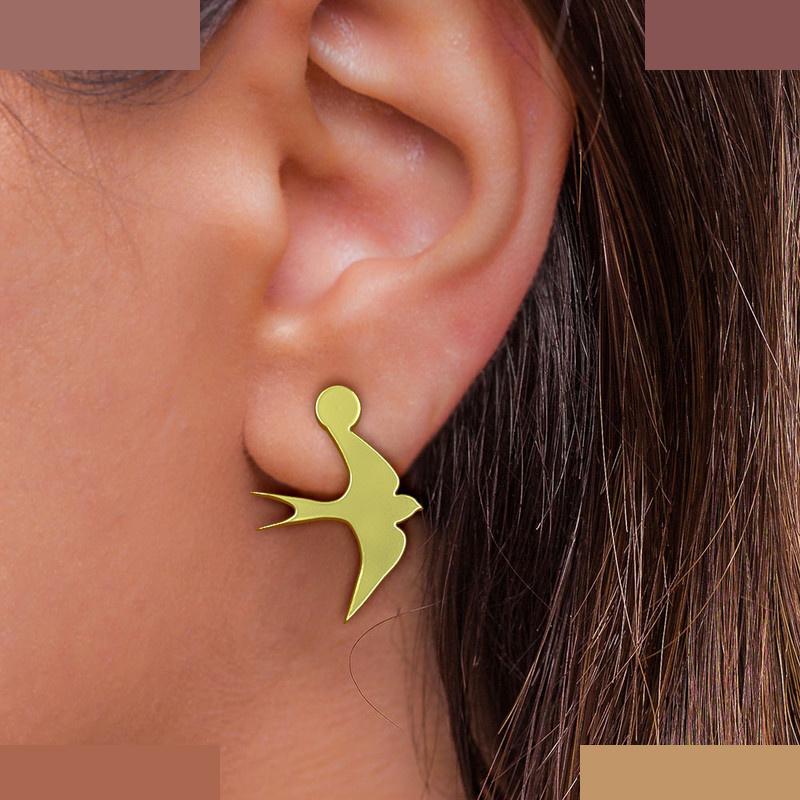 گوشواره طلا 18 عیار زنانه مدوپد مدل پرنده کد GA1-12345