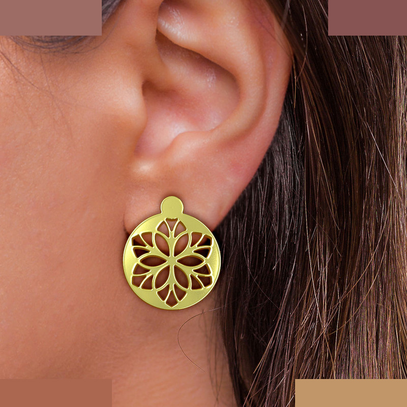 گوشواره طلا 18 عیار زنانه مدوپد مدل گل کد GA1-12426