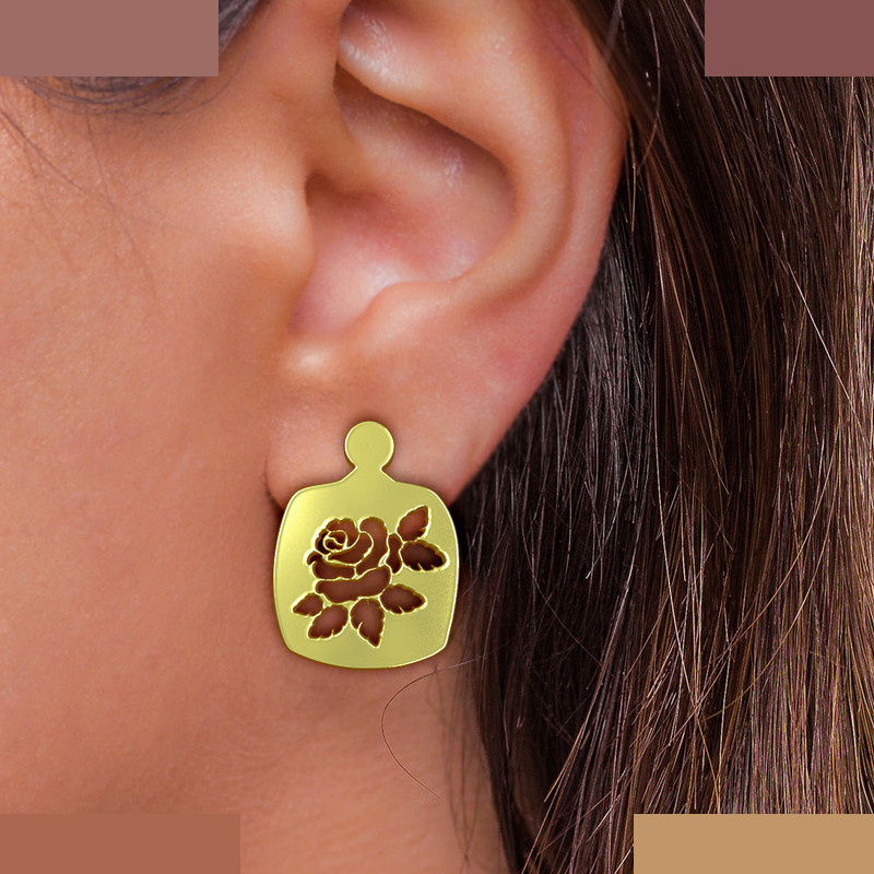 گوشواره طلا 18 عیار زنانه مدوپد مدل گل کد GA1-12464