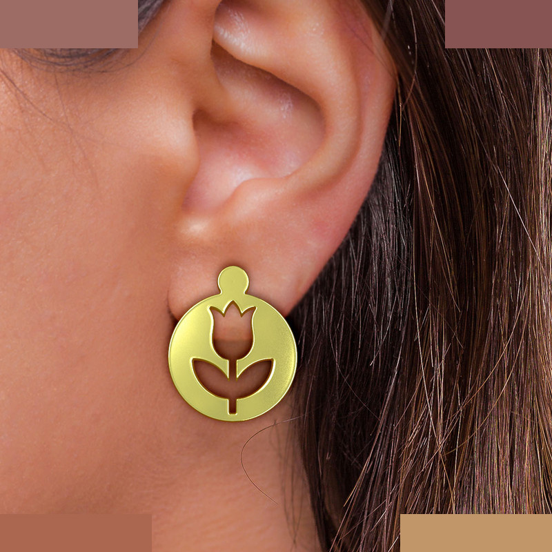 گوشواره طلا 18 عیار زنانه مدوپد مدل گل کد GA1-12477