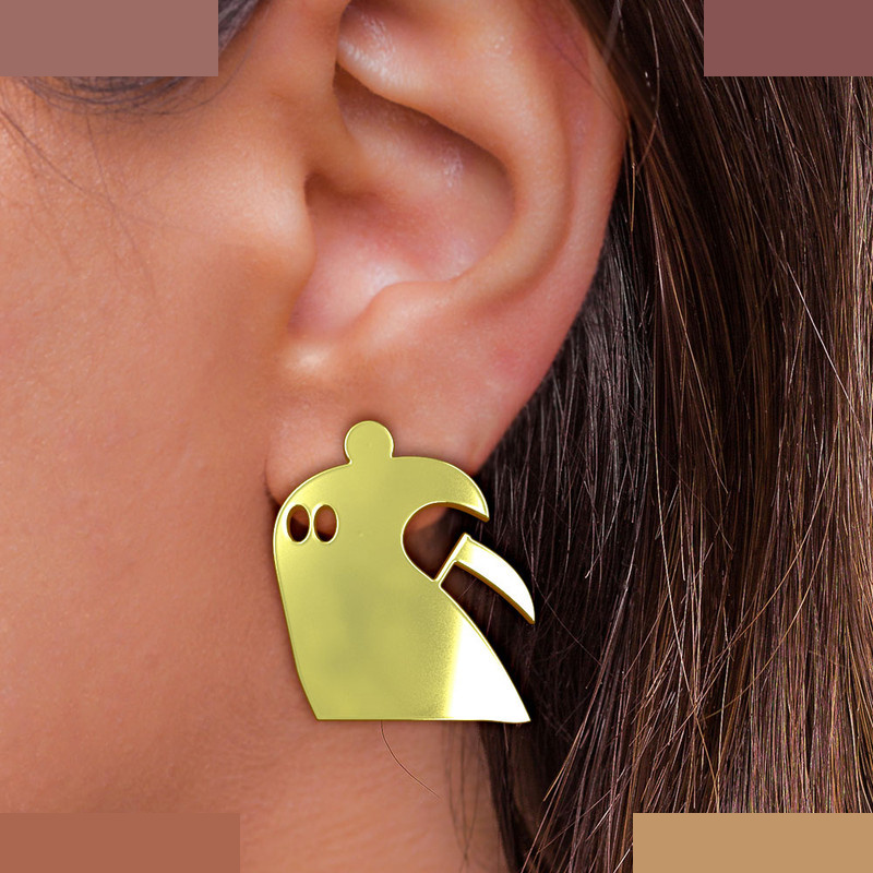 گوشواره طلا 18 عیار زنانه مدوپد مدل روح کد GA1-12488