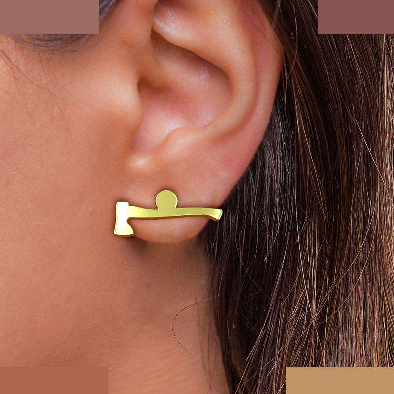 گوشواره طلا 18 عیار زنانه مدوپد مدل تبر کد GA1-12526