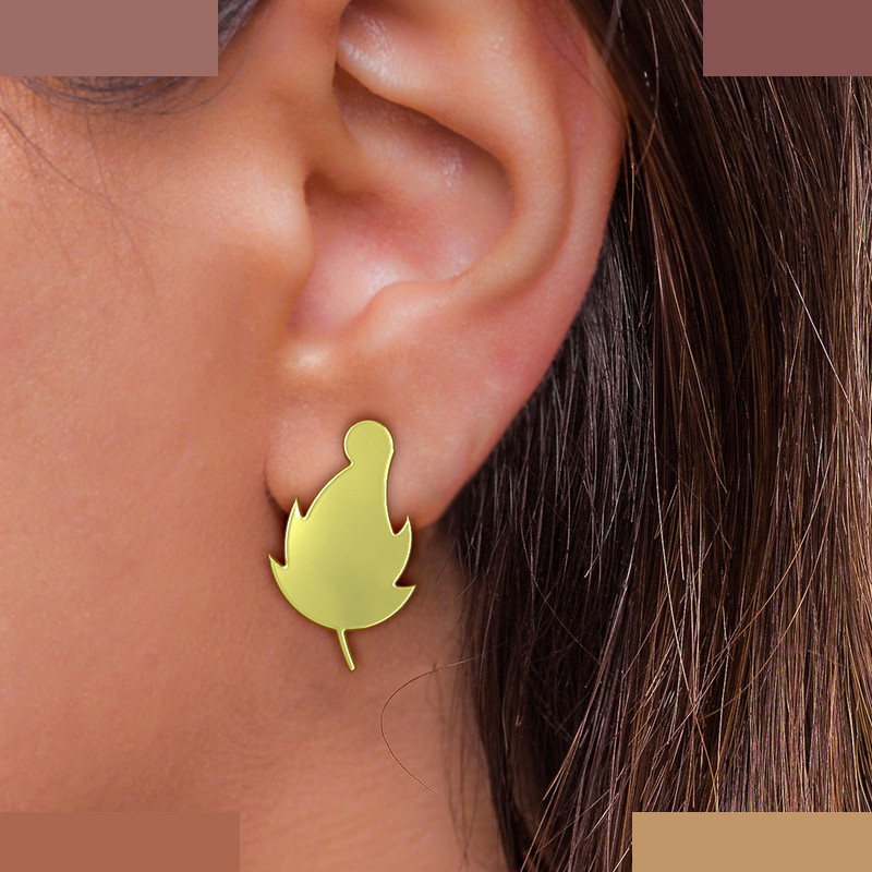 گوشواره طلا 18 عیار زنانه مدوپد مدل برگ کد GA1-12566