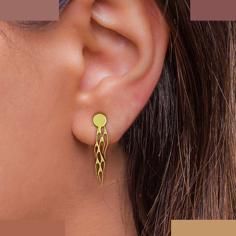 گوشواره طلا 18 عیار زنانه مدوپد مدل هندسی کد GA1-12567