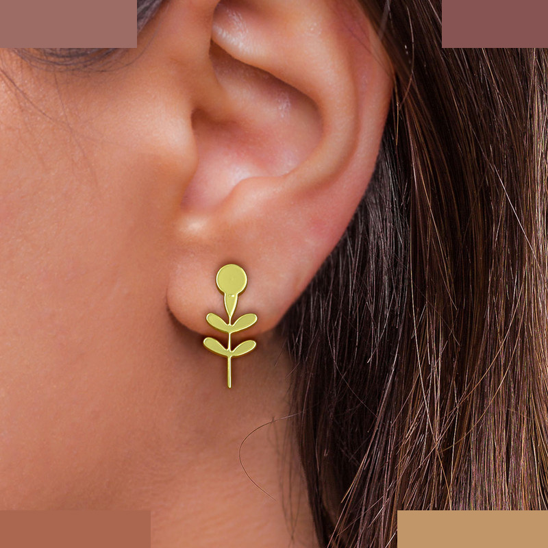 گوشواره طلا 18 عیار زنانه مدوپد مدل برگ کد GA1-12592