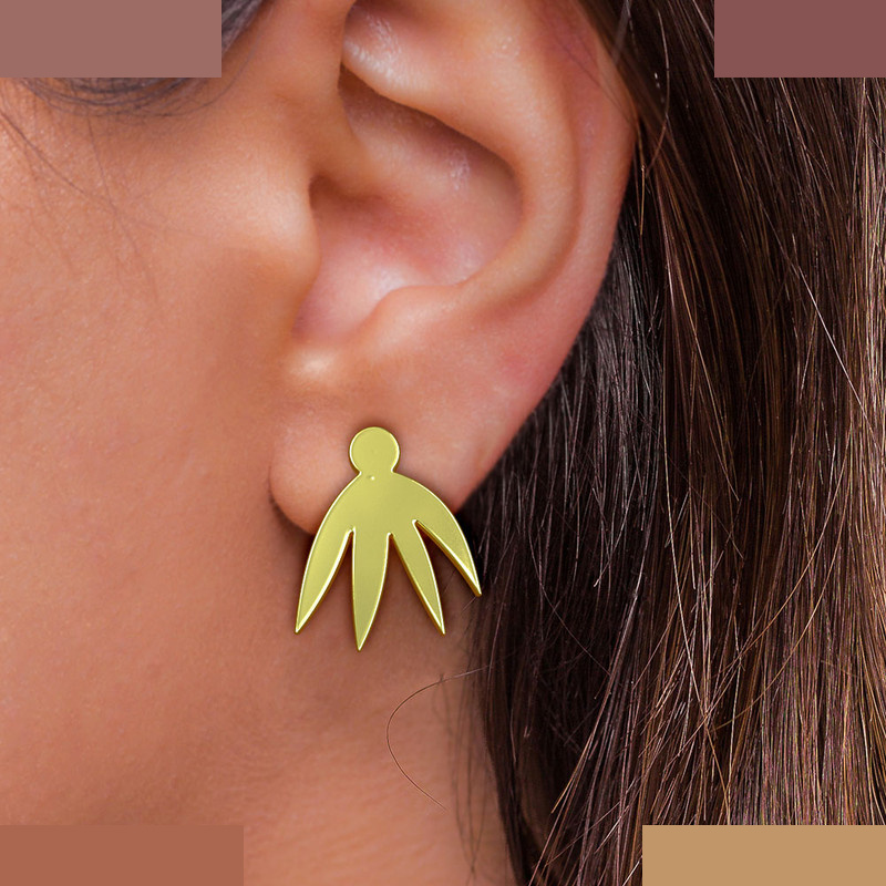 گوشواره طلا 18 عیار زنانه مدوپد مدل برگ کد GA1-12602