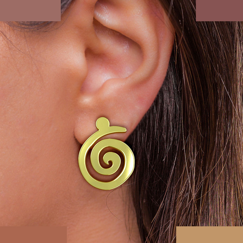 گوشواره طلا 18 عیار زنانه مدوپد مدل مارپیچ کد GA1-12607