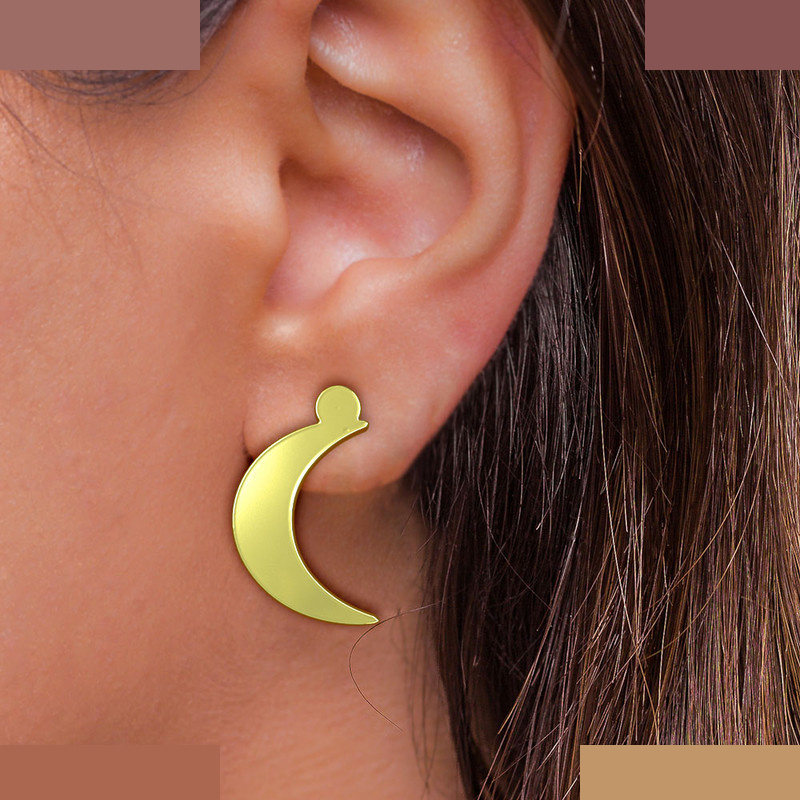 گوشواره طلا 18 عیار زنانه مدوپد مدل ماه کد GA1-12616