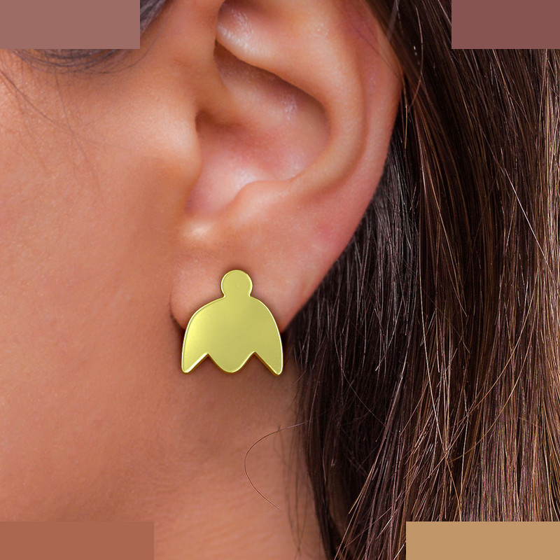 گوشواره طلا 18 عیار زنانه مدوپد مدل گل کد GA1-12643