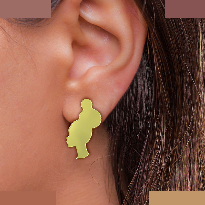 گوشواره طلا 18 عیار زنانه مدوپد مدل صورت خانم کد GA1-12665