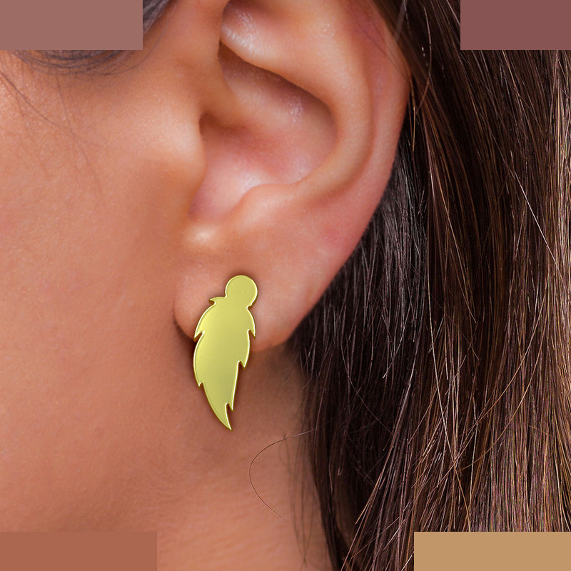 گوشواره طلا 18 عیار زنانه مدوپد مدل پر کد GA1-12690