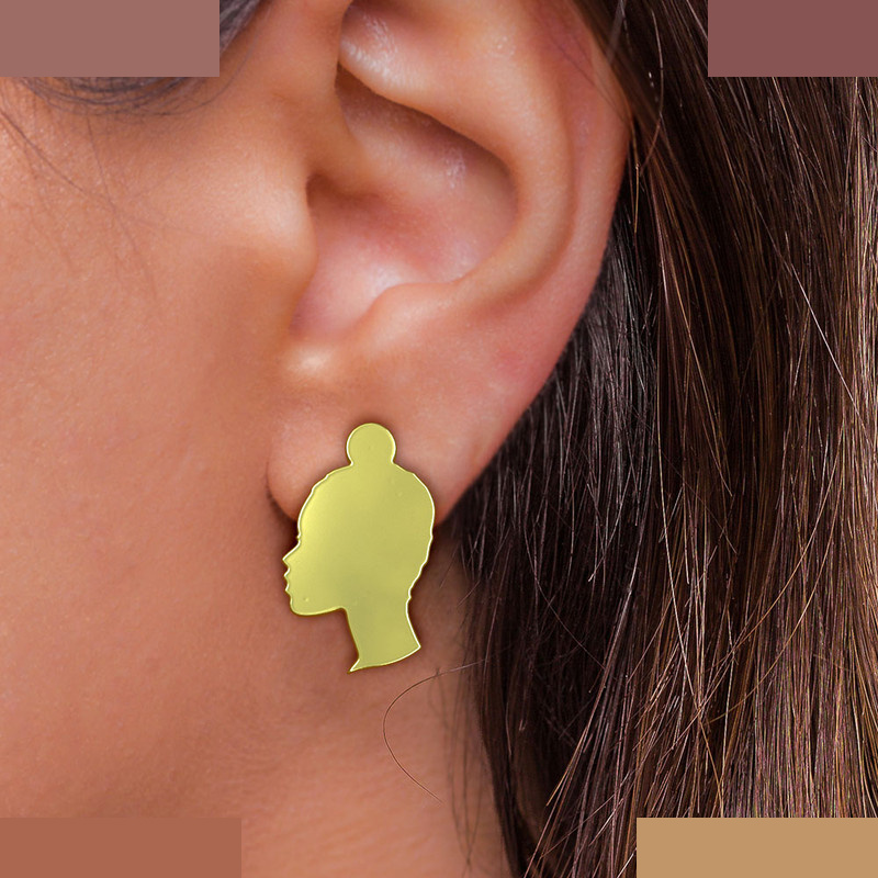 گوشواره طلا 18 عیار زنانه مدوپد مدل صورت کد GA1-12734