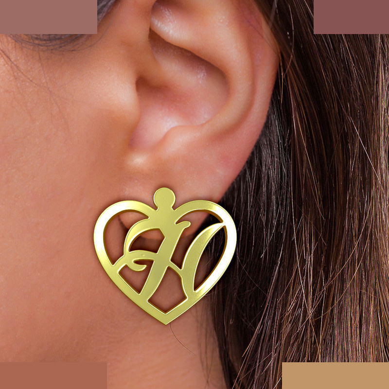 گوشواره طلا 18 عیار زنانه مدوپد مدل حرف H کد GA1-12829