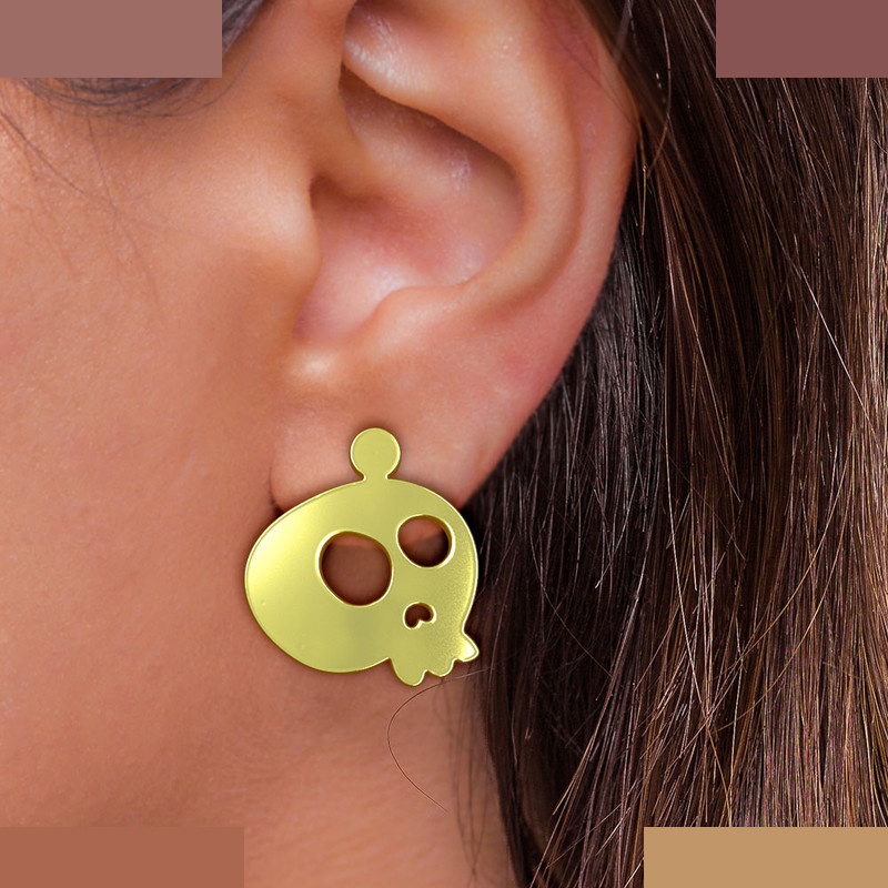 گوشواره طلا 18 عیار زنانه مدوپد مدل جمجمه کد GA1-12924