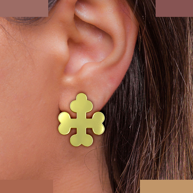 گوشواره طلا 18 عیار زنانه مدوپد مدل استخوان کد GA1-12951