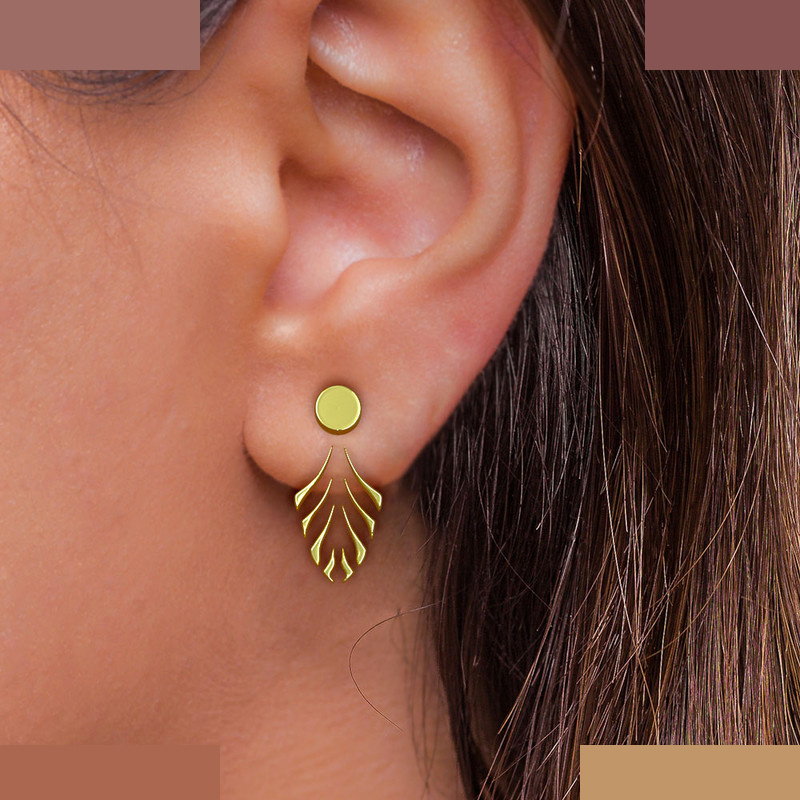 گوشواره طلا 18 عیار زنانه مدوپد مدل هندسی کد GA1-12960