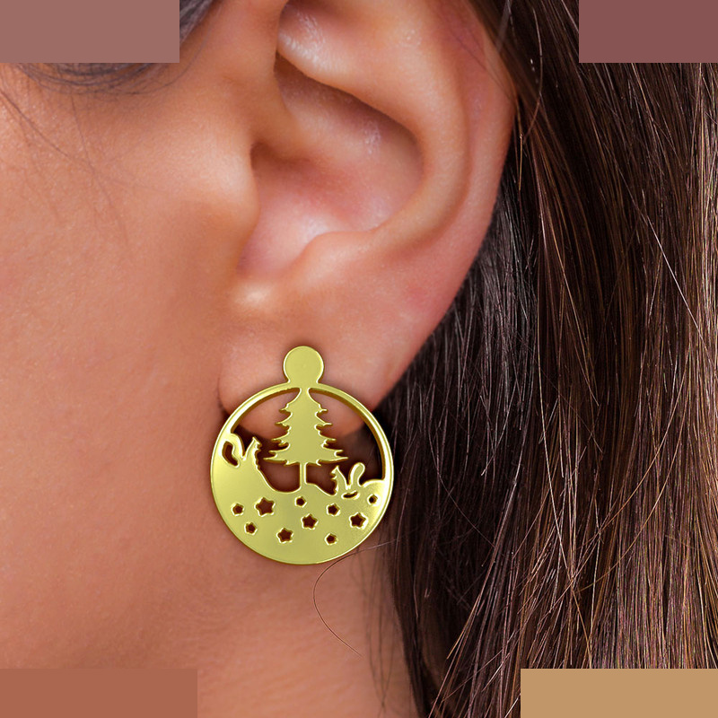 گوشواره طلا 18 عیار زنانه مدوپد مدل درخت کد GA1-12963