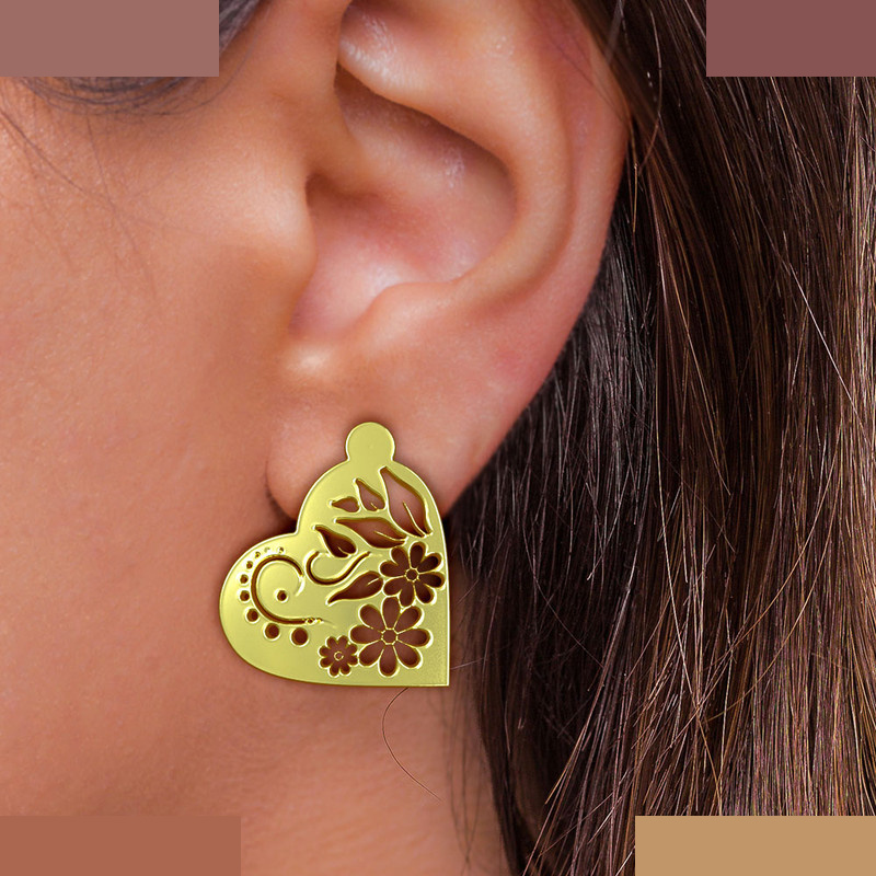 گوشواره طلا 18 عیار زنانه مدوپد مدل قلب کد GA1-12973