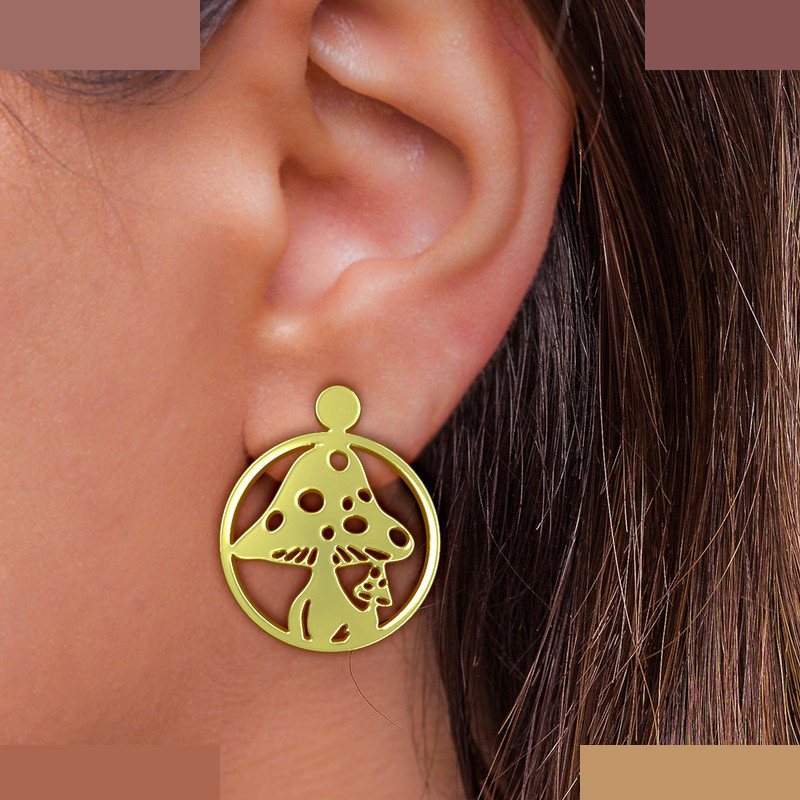 گوشواره طلا 18 عیار زنانه مدوپد مدل قارچ کد GA1-12980