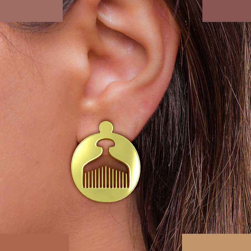 گوشواره طلا 18 عیار زنانه مدوپد مدل شانه کد GA1-13013