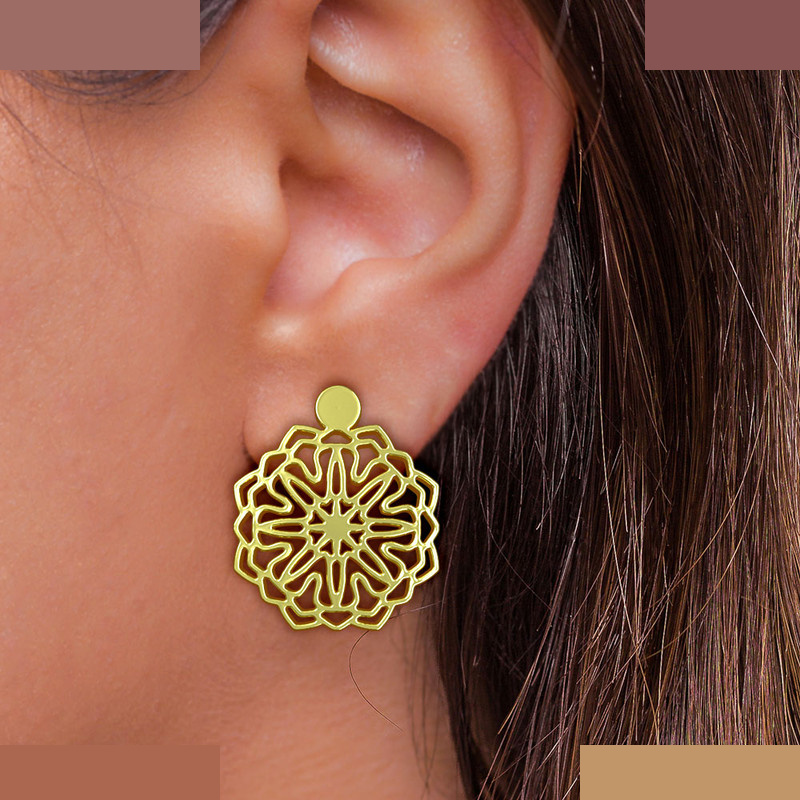 گوشواره طلا 18 عیار زنانه مدوپد مدل گل کد GA1-13071