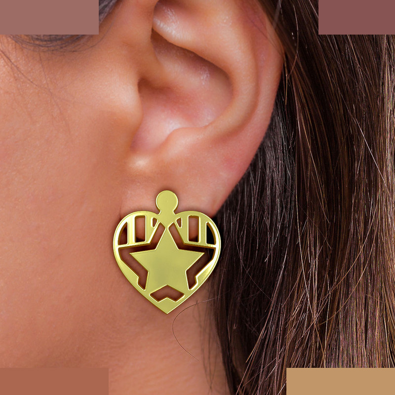 گوشواره طلا 18 عیار زنانه مدوپد مدل قلب و ستاره کد GA1-13080