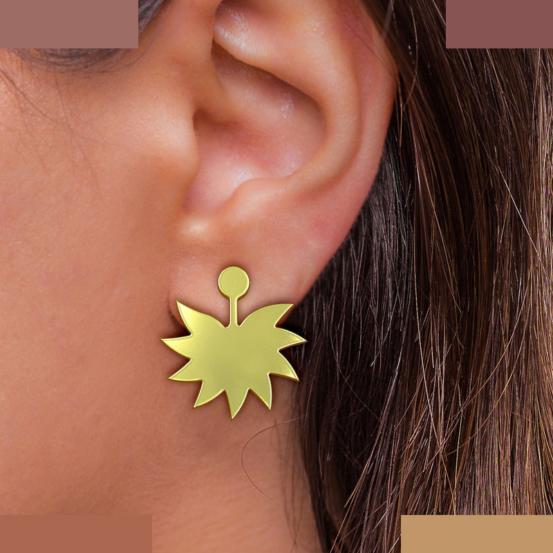 گوشواره طلا 18 عیار زنانه مدوپد مدل برگ کد GA1-13082