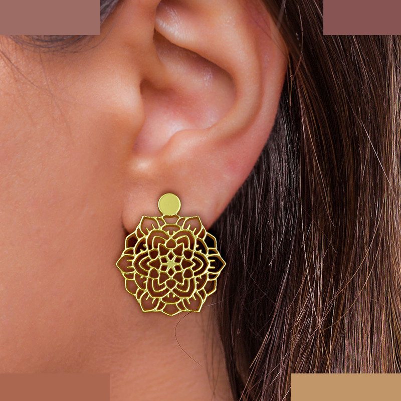 گوشواره طلا 18 عیار زنانه مدوپد مدل اسلیمی کد GA1-13094