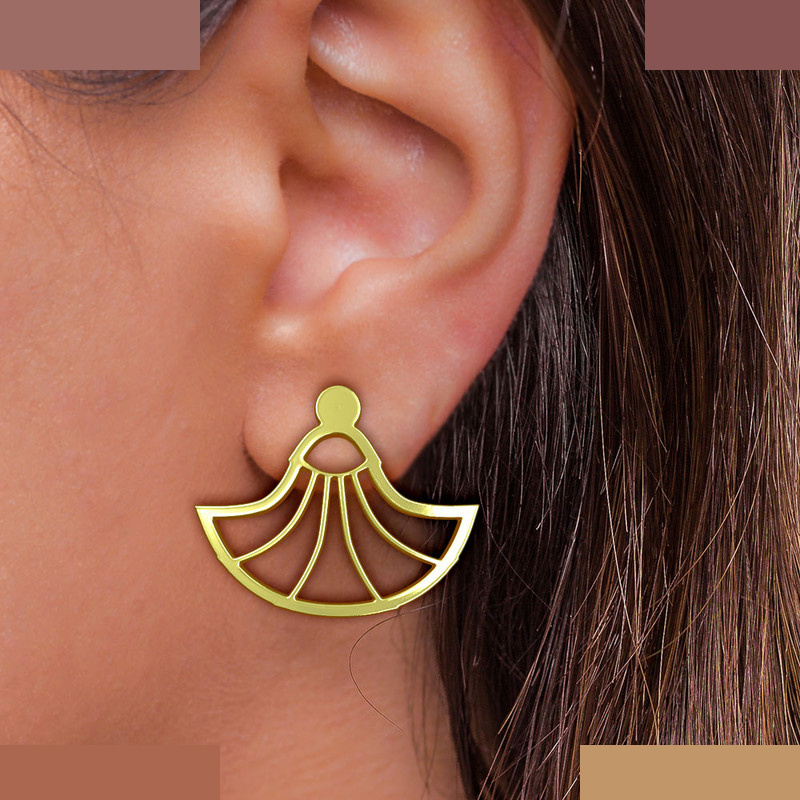 گوشواره طلا 18 عیار زنانه مدوپد مدل هندسی کد GA1-13106