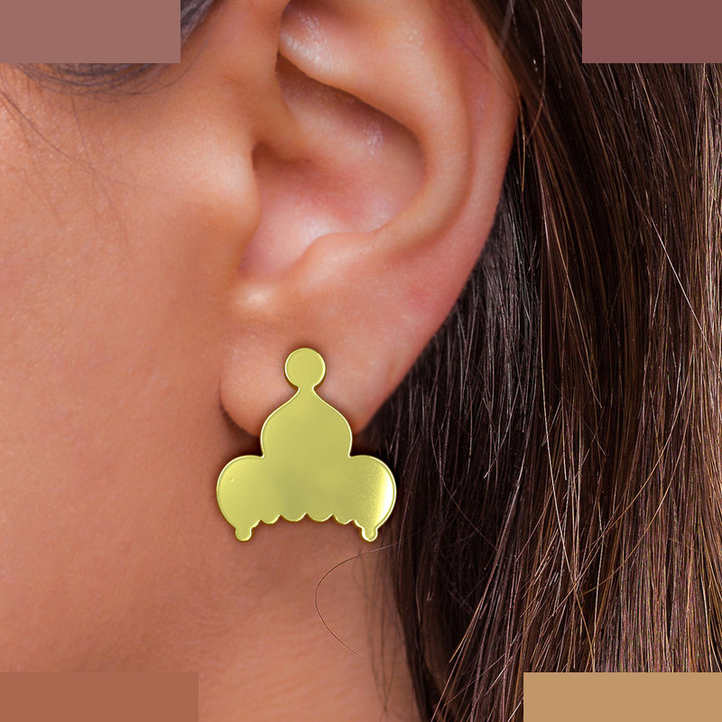 گوشواره طلا 18 عیار زنانه مدوپد مدل هندسی کد GA1-13110