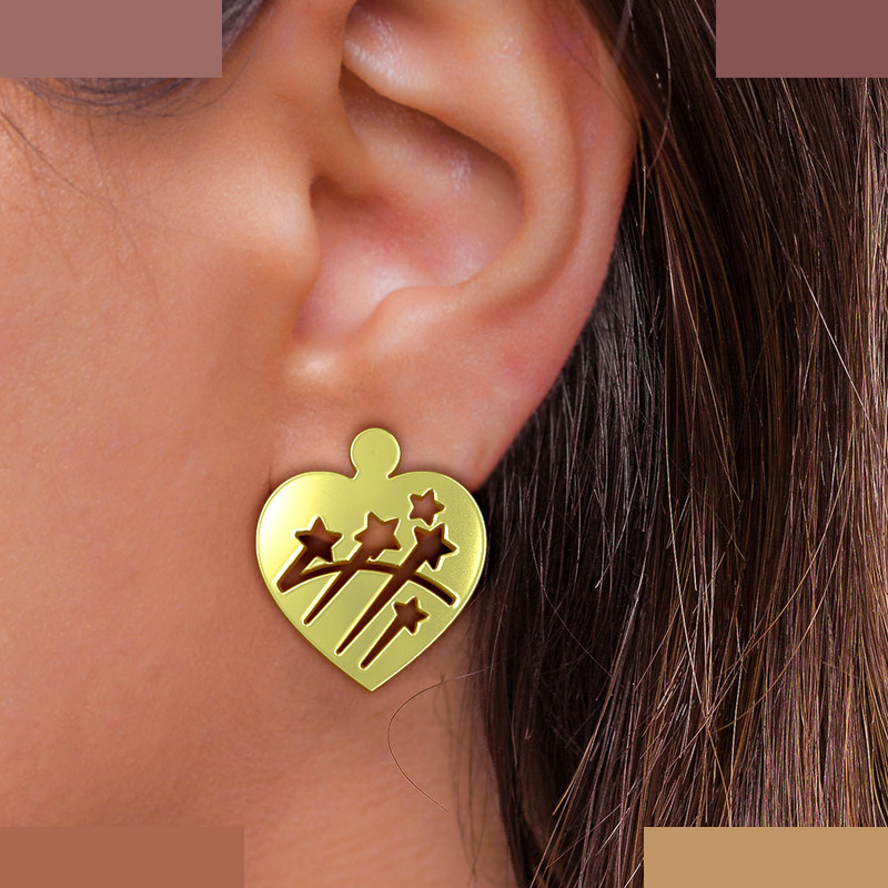 گوشواره طلا 18 عیار زنانه مدوپد مدل قلب کد GA1-13125