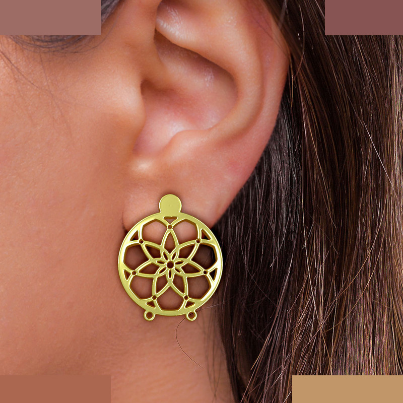 گوشواره طلا 18 عیار زنانه مدوپد مدل اسلیمی کد GA1-13130