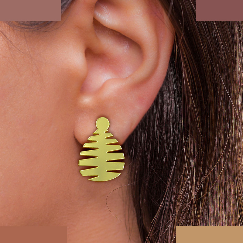 گوشواره طلا 18 عیار زنانه مدوپد مدل هندسی کد GA1-13272