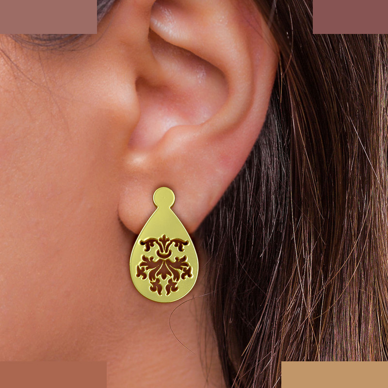 گوشواره طلا 18 عیار زنانه مدوپد مدل هندسی کد GA1-13555