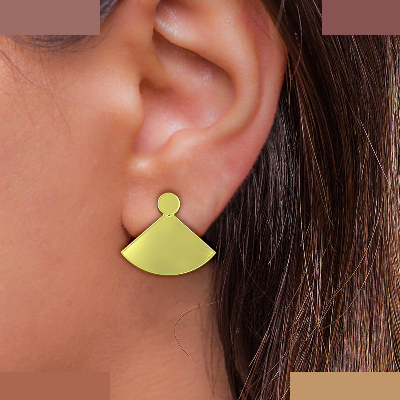 گوشواره طلا 18 عیار زنانه مدوپد مدل هندسی کد GA1-13606