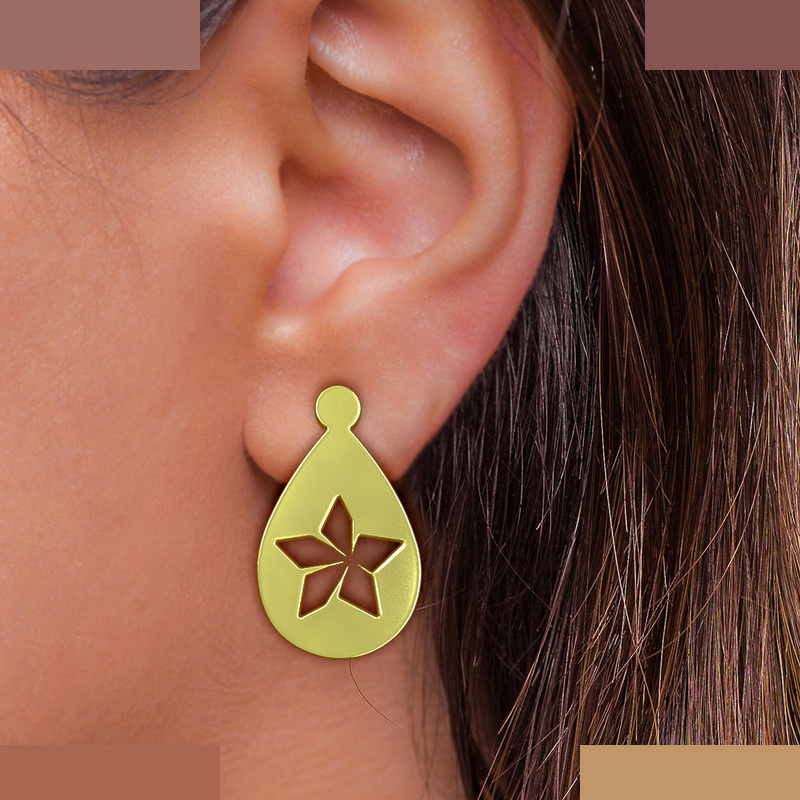گوشواره طلا 18 عیار زنانه مدوپد مدل ستاره کد GA1-13609
