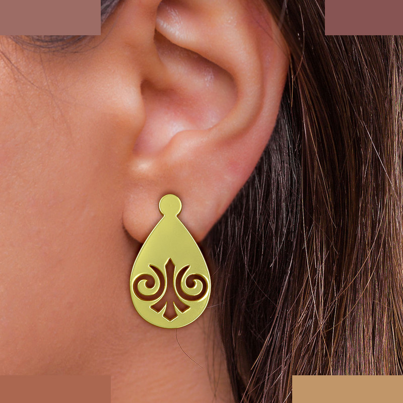 گوشواره طلا 18 عیار زنانه مدوپد مدل هندسی کد GA1-13627