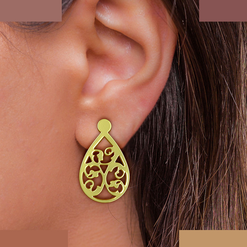 گوشواره طلا 18 عیار زنانه مدوپد مدل هندسی کد GA1-13648