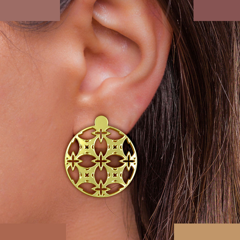 گوشواره طلا 18 عیار زنانه مدوپد مدل هندسی کد GA1-13670