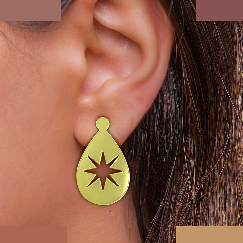 گوشواره طلا 18 عیار زنانه مدوپد مدل ستاره کد GA1-13700