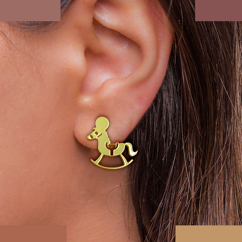 گوشواره طلا 18 عیار زنانه مدوپد مدل اسب کد GA1-13743