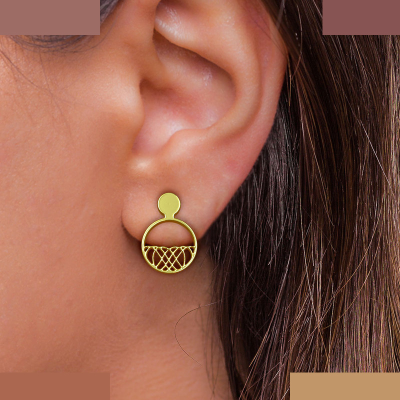 گوشواره طلا 18 عیار زنانه مدوپد مدل هندسی کد GA1-13926