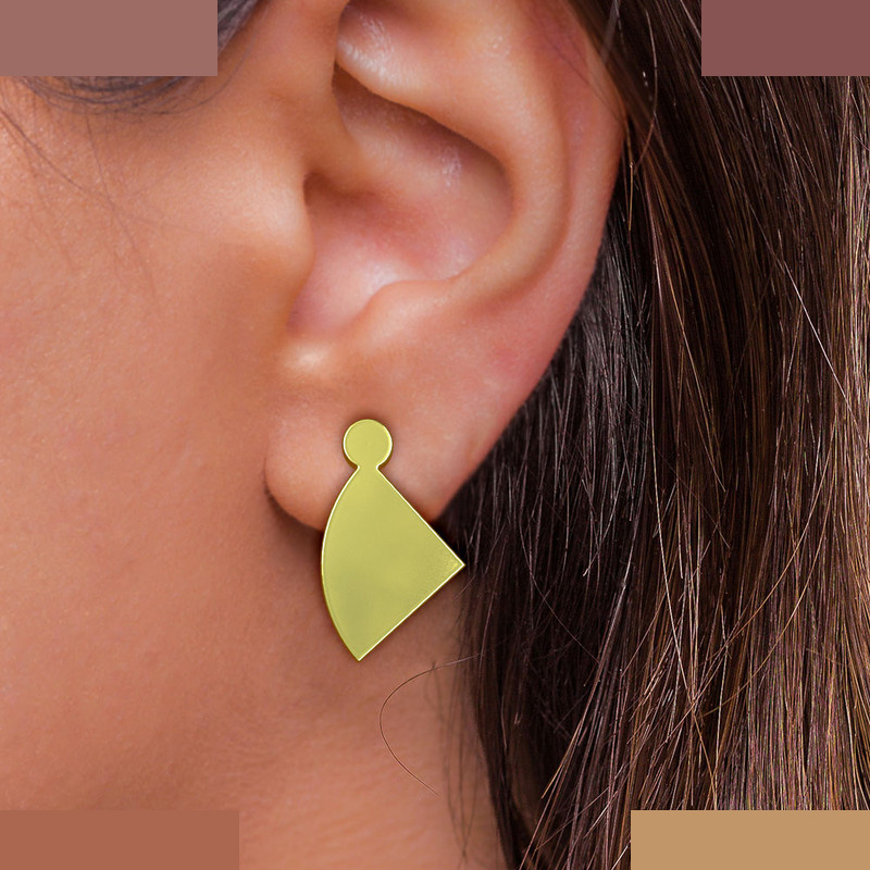 گوشواره طلا 18 عیار زنانه مدوپد مدل هندسی کد GA1-13987