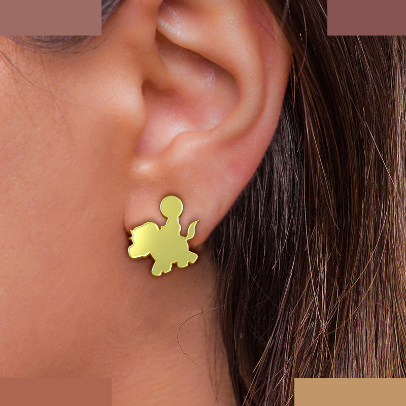 گوشواره طلا 18 عیار زنانه مدوپد مدل هندسی کد GA1-14018