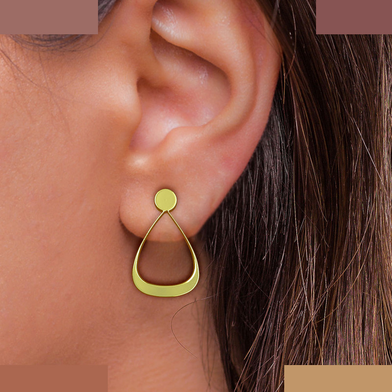 گوشواره طلا 18 عیار زنانه مدوپد مدل هندسی کد GA1-14033