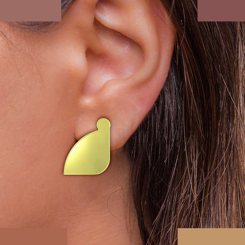 گوشواره طلا 18 عیار زنانه مدوپد مدل هندسی کد GA1-14062