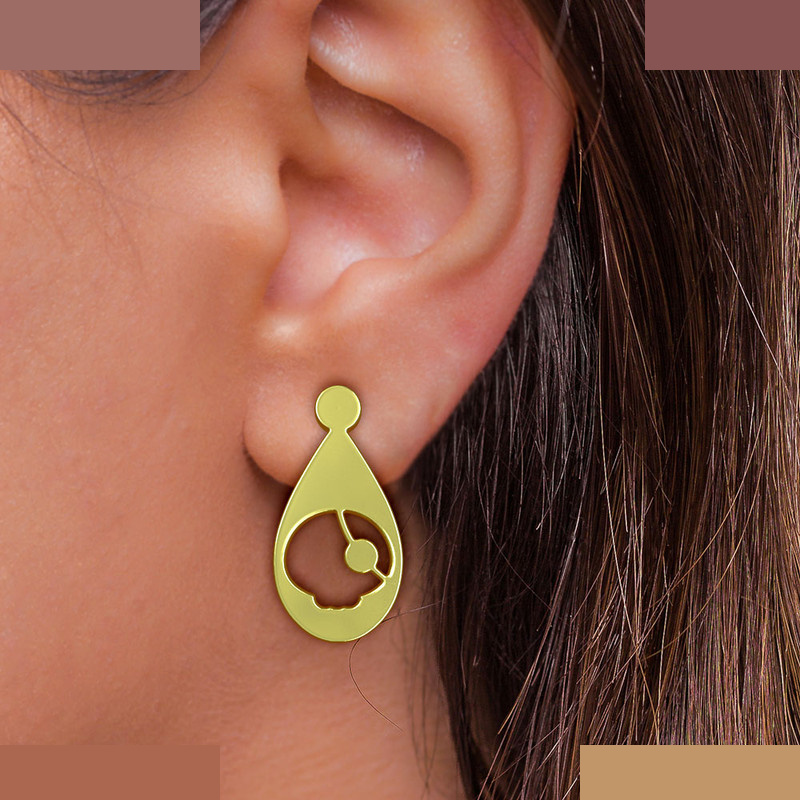 گوشواره طلا 18 عیار زنانه مدوپد مدل هندسی کد GA1-14109