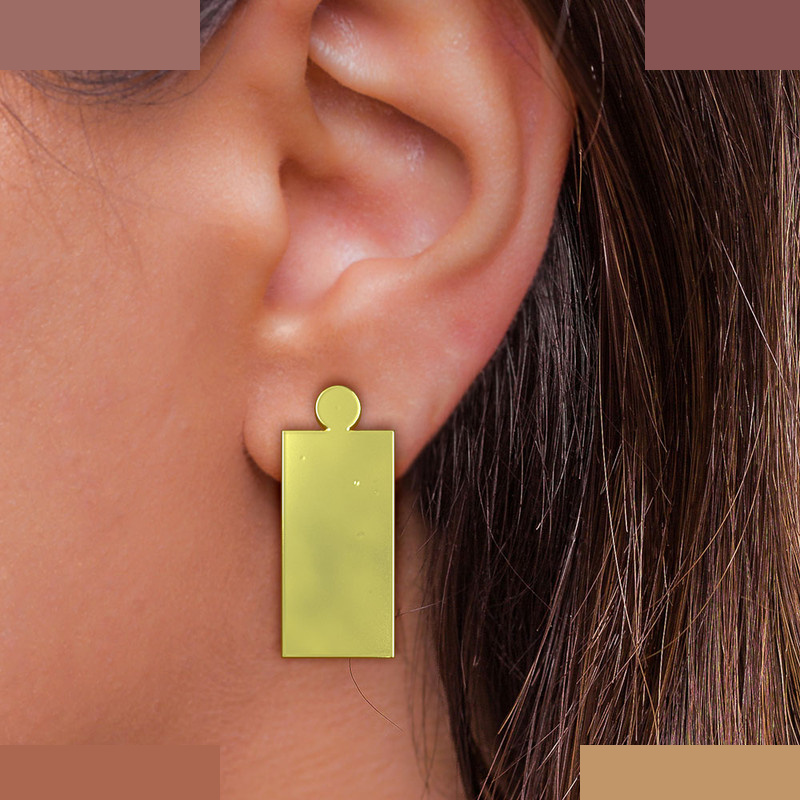 گوشواره طلا 18 عیار زنانه مدوپد مدل مستطیل کد GA1-14168